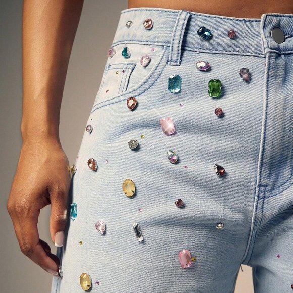 Light Wash Casual Women's Button Curved Denim Jeans - Picture 4 of 5